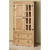 Vitrine rustique en situation dans un salon moderne