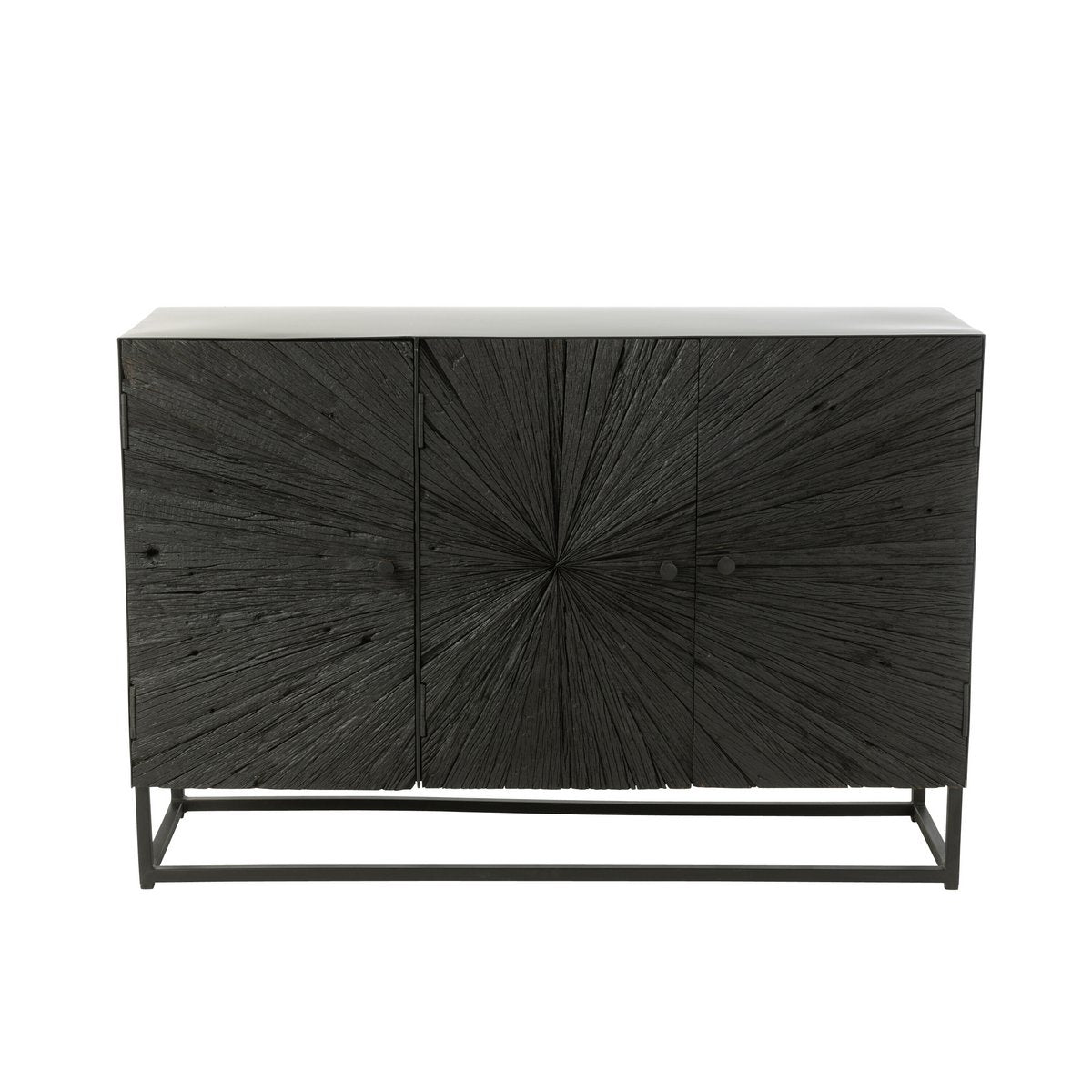 Armoire J-Line Shanil en bois et fer noir, vue de face