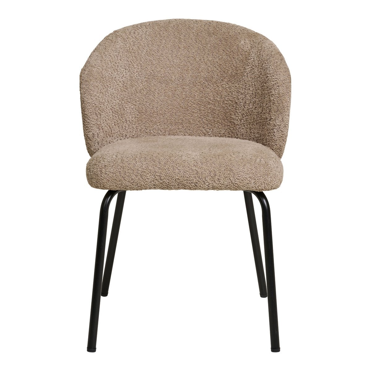 Détail du revêtement bouclé beige de la chaise Safira