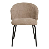 Détail du revêtement bouclé beige de la chaise Safira