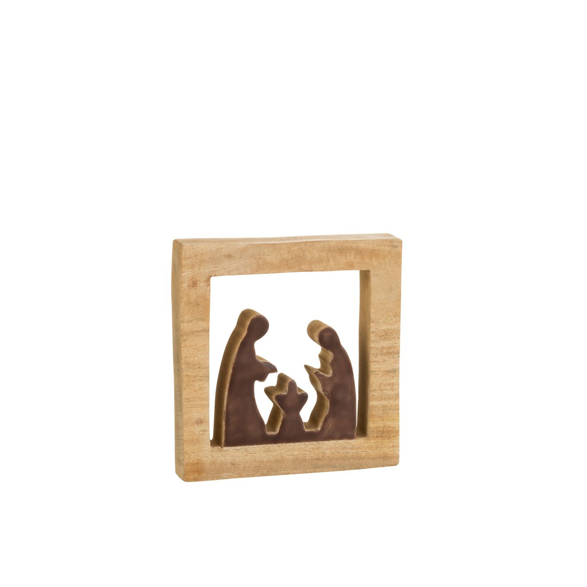 Mangeoire Carrée J-Line en bois marron et blanc, vue de face.