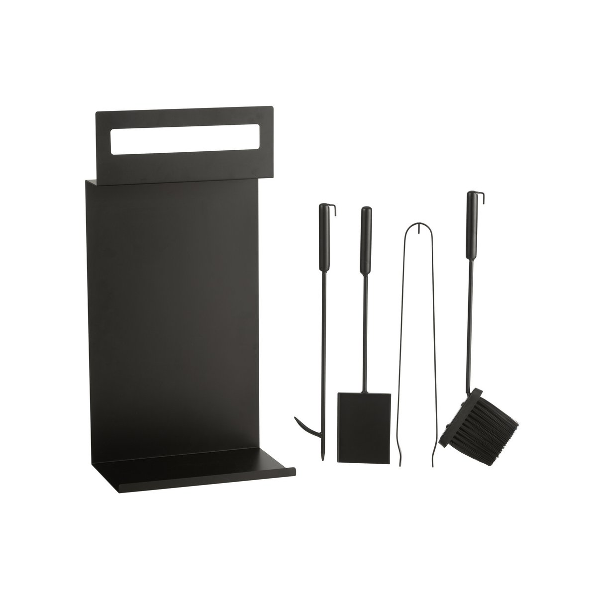 J-Line Firm - Accessoire de cheminée en métal noir, vue de face
