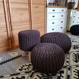 Tabouret de siège pouf ensemble 2 pièces Ø 55 cm h 37 cm tabouret de tricot coussin de plancher