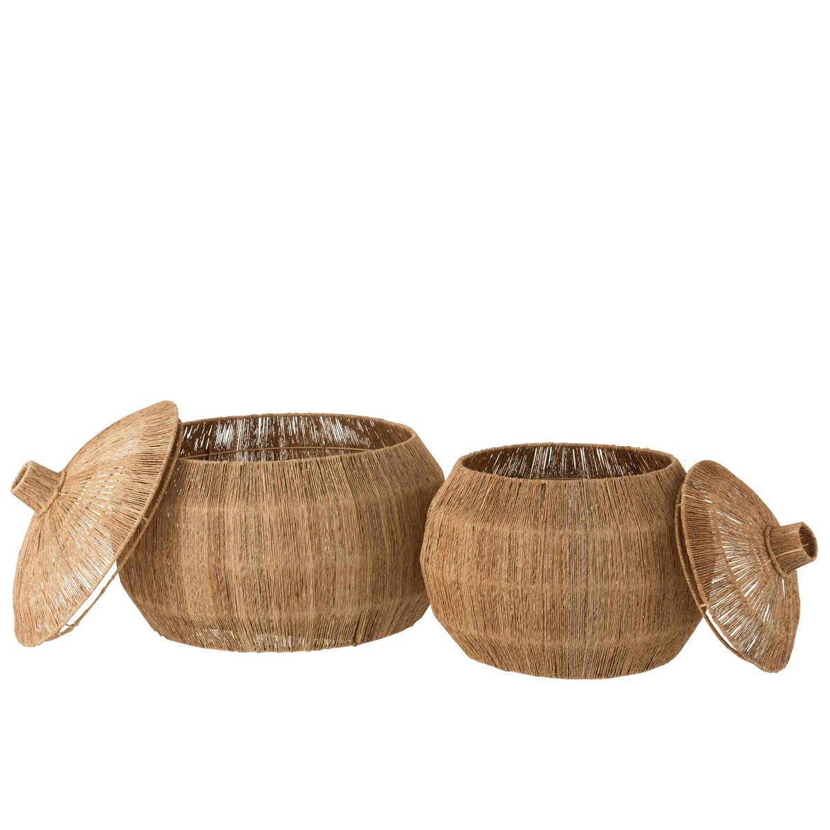 Lot de 2 paniers J-Line Dantya boule - jute - naturel