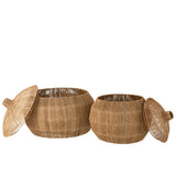 Lot de 2 paniers J-Line Dantya boule - jute - naturel