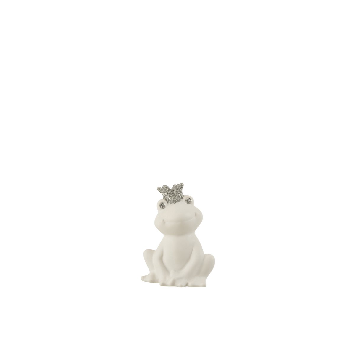 Figurine grenouille couronnée en porcelaine blanche et argentée, design élégant