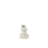 Figurine grenouille couronnée en porcelaine blanche et argentée, design élégant