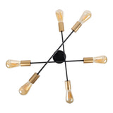 Plafond "modo" 6-flammes en métal en noir, versions or, prise E27, plafond pour salon, salle à manger, cuisine, couloir, couloir ou bureau avec un Øvon 54,5 cm
