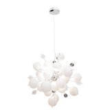 Pendant la lampe "Explosion" blanche en métal et en verre, versions G9, pour salle à manger, salon, couloir ou bureau, lampe suspendue Øca 65 cm