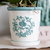 Cache-pot en céramique turquoise Ø9 cm
