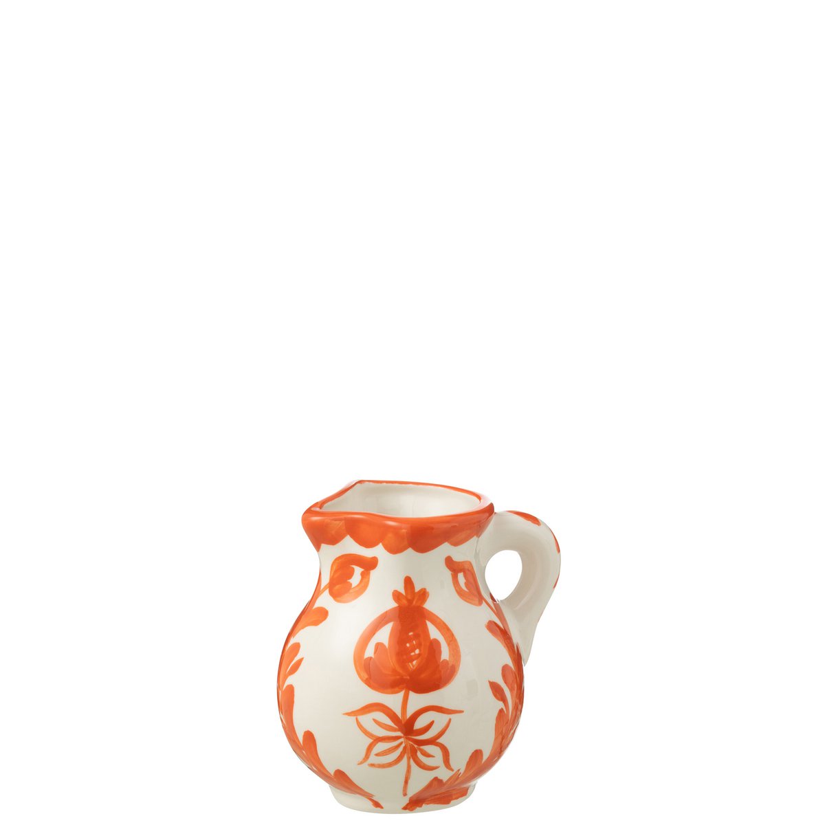 Jar Grenade J-Line en céramique blanc et orange, vue de face