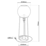 Lampe de table "Stelo", lampe de table moderne en métal noir et verre fumé, socket E27, 71 cm de haut, pour salle à manger, salon, couloir ou bureau,