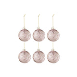 Boule de Noël J-Line en verre rose clair, élégante et raffinée, boîte de 6