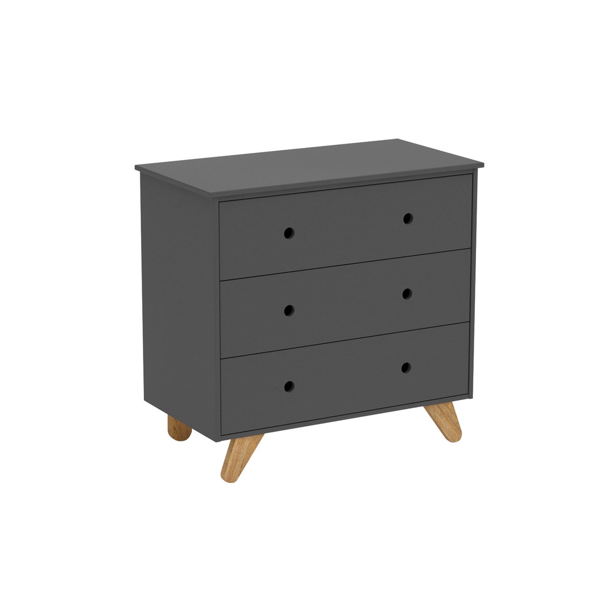 Vue de côté de la commode Moebilia, design moderne et épuré