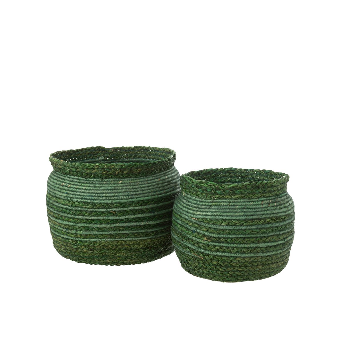 Panier J-Line Braided Edge vert en jonc de mer, lot de 2, vue d'ensemble