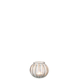 Lanterne Globe J-Line en verre transparent avec accents argentés, vue de face.