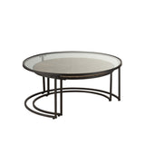 J-Line Tables Basses Rondes, détail du plateau en verre