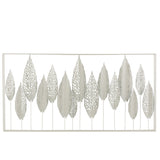 Décoration murale J-Line Feuilles en métal blanc, design élégant et moderne