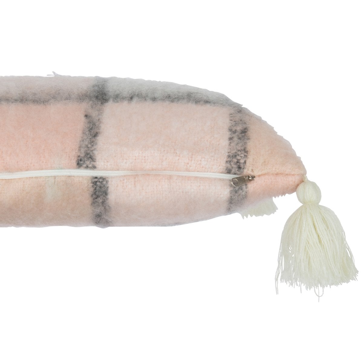 Coussin J-Line à carreaux beige et rose, détail du motif