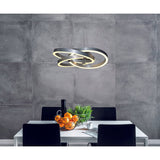 Smart Home LED Pendant Light "Divrame" Ø 58 cm, plafond en métal, en aluminium brossé et en plastique blanc, avec de nombreuses fonctions, les LED fermement construites, l'éclairage pour le salon, le bureau de la salle à manger ou le couloir