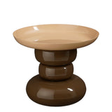 Table d'appoint Zita Marron - Design rond en fer marron et crème