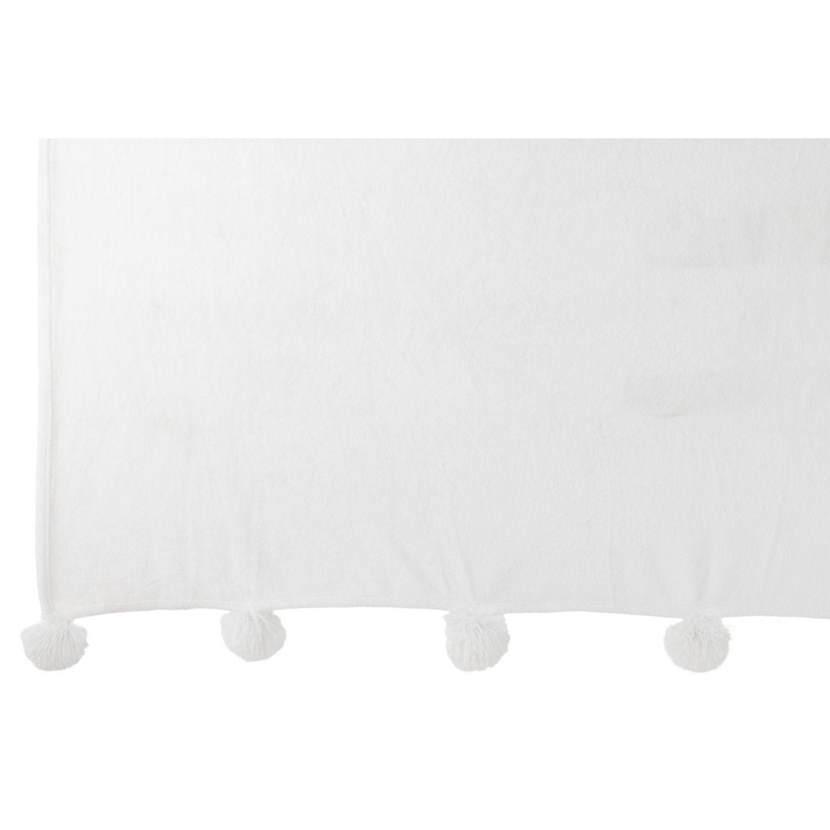 Détail des pompons du plaid Pompon J-Line, ajoutant une touche élégante