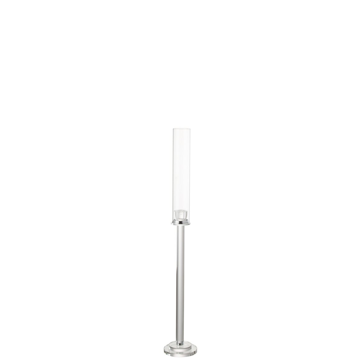 Bougeoir Moira en verre transparent, vue de face