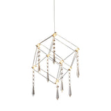 LED PRENDANT LAMP "ARANEUS" en métal et en plastique en chrome, avec des LED fermement construites, des dés de longueur latérale d'environ 15 cm, l'éclairage pour le salon, la salle à manger ou le bureau
