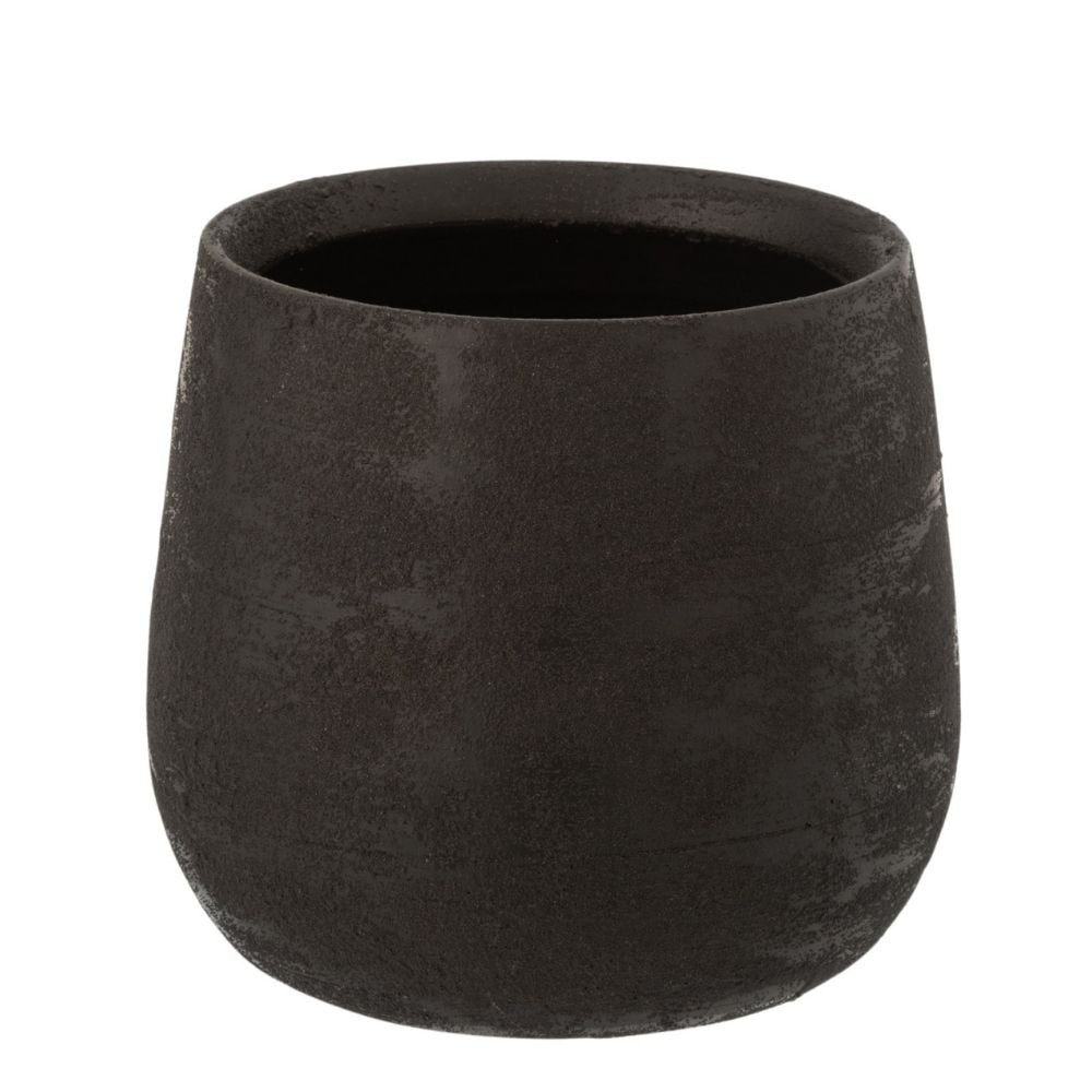Pot de fleurs J-Line en céramique noire, vue de face