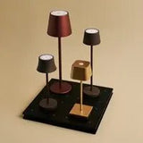 Lot de 4 lampes de table rechargeables marron avec station de recharge