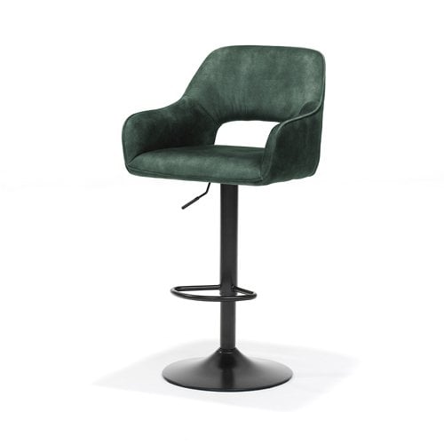 Tabouret de bar Katy en tissu aurore chasseur vert, vue latérale