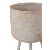 Porte-pots en bambou naturel J-Toldeurs, vue d'ensemble avec trois pieds élégants.