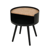 Table d'appoint en bois et liège avec structure noire