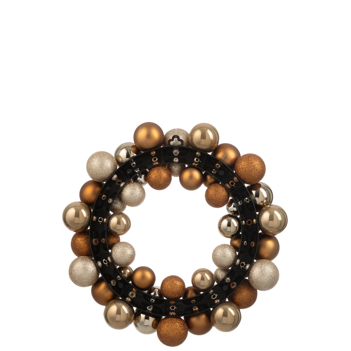 Couronne Boule de Noël J-Line en plastique marron vue de face