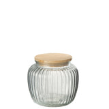 Vue latérale du pot en verre Louis J-Line, mettant en avant la transparence et la finition soignée.