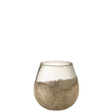 Bougeoir J-Line Half Pearls en verre doré sur fond blanc