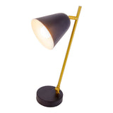La lampe de table "Triton" en métal noir et en laiton mesure 42,5 cm de haut, a une version E14 et est idéale pour le salon, le couloir, le bureau ou le dessert