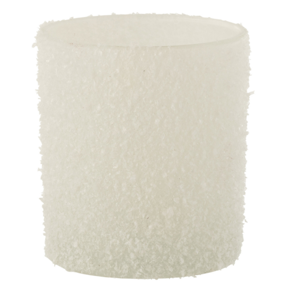Photophore J-Line Snowy en verre blanc, vue de face