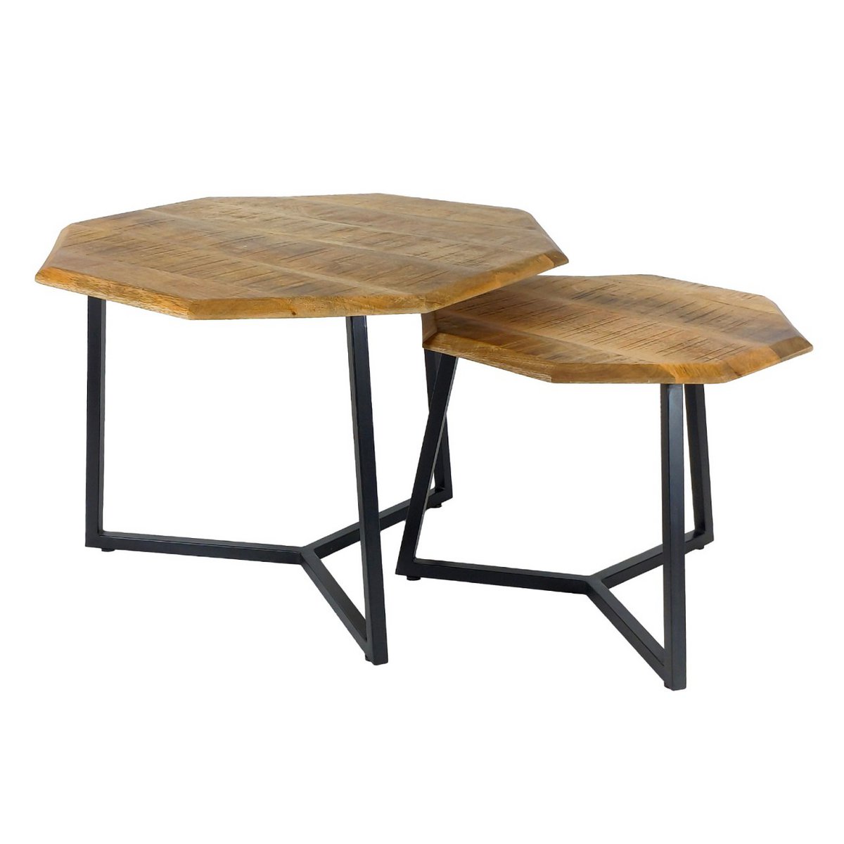 Table basse lot de 2 tables d'appoint octogonales structure métal Las Vegas