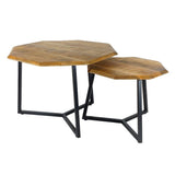 Table basse lot de 2 tables d'appoint octogonales structure métal Las Vegas