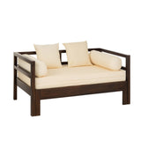 Canapé-lit J-Line Conie en bois marron foncé avec oreillers