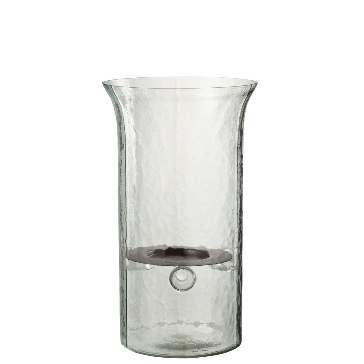 Bougeoir J-Line Assiette Blurred en verre transparent, vue de face