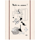 Grand Torchon Dubout Chats En Cuisine Ecru 60 X 80