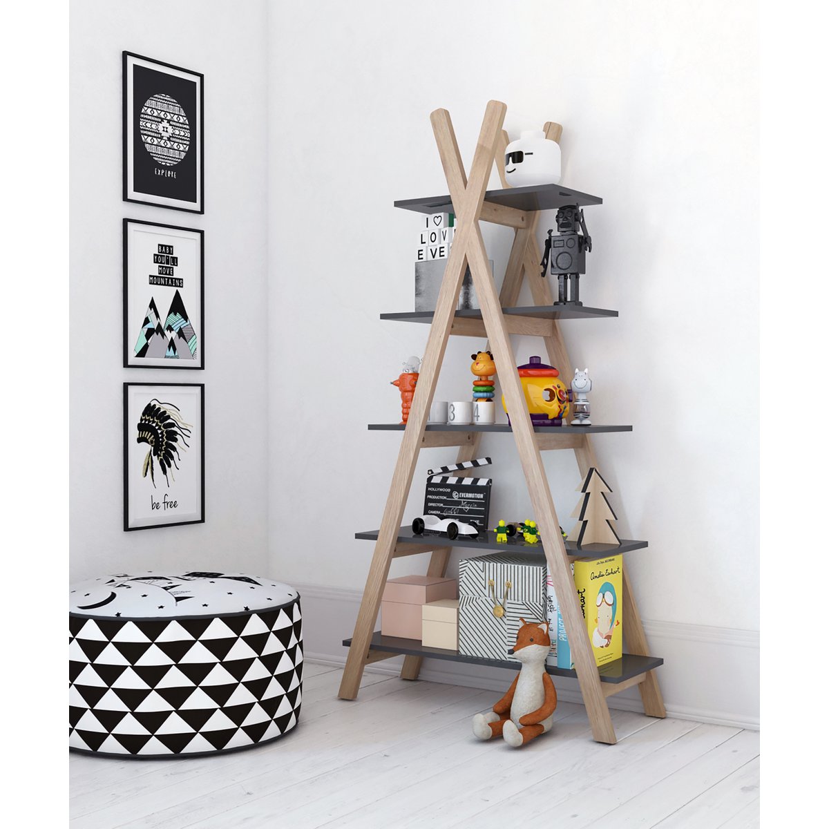 Étagère tipi utilisée comme séparateur de pièce