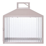 Lanterne Lucca en métal beige/gris avec bougie, ambiance extérieure