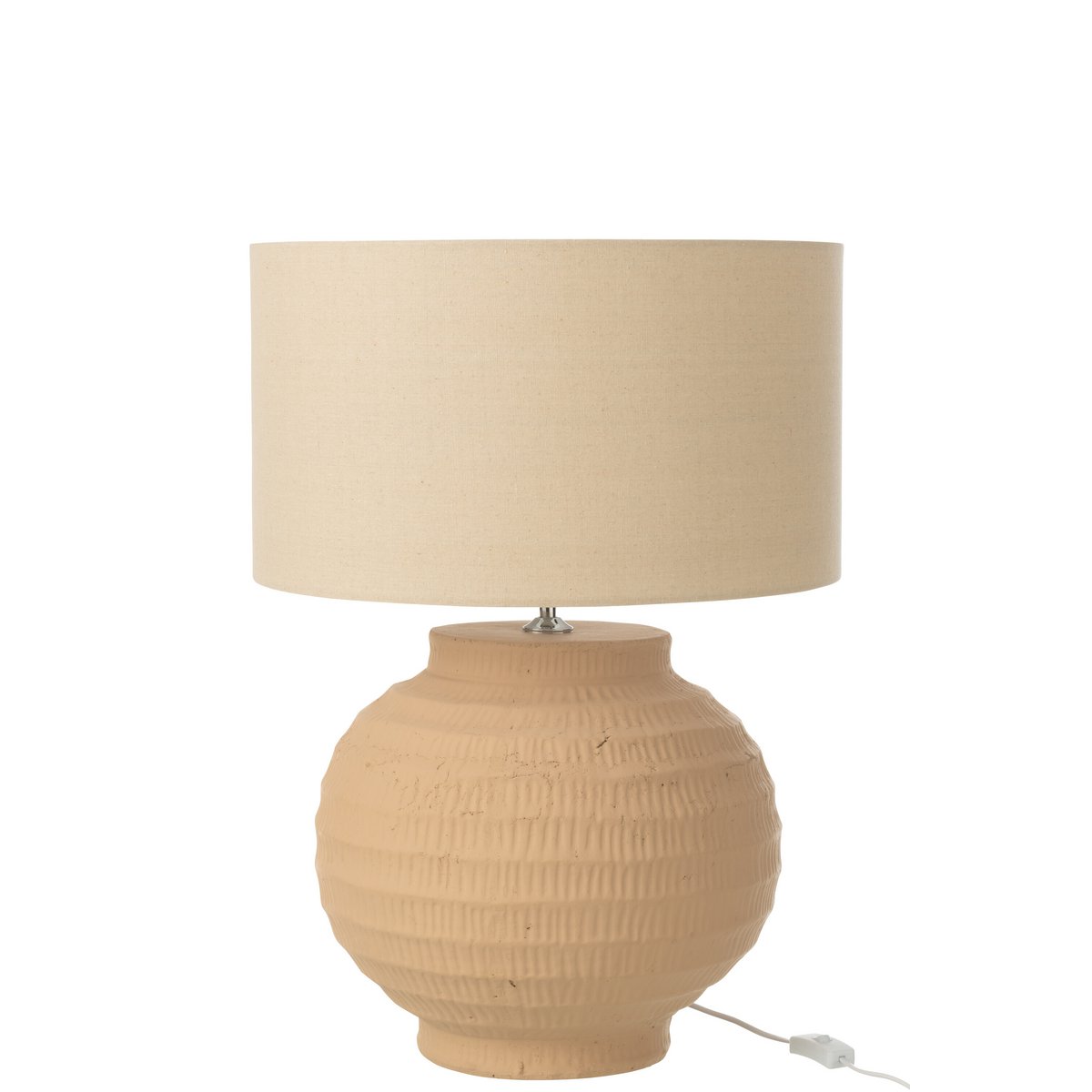 Détail de la lampe J-Line, mettant en avant la texture en céramique beige.