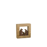 Mangeoire de Noël J-Line en bois marron et blanc, élégante et chic