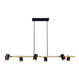 6 -Seater Pendant Light "Frida" en métal noir / or, lampe suspendue, Gu10, pendentif pour salle à manger, salon, couloir ou bureau, 115 cm de long