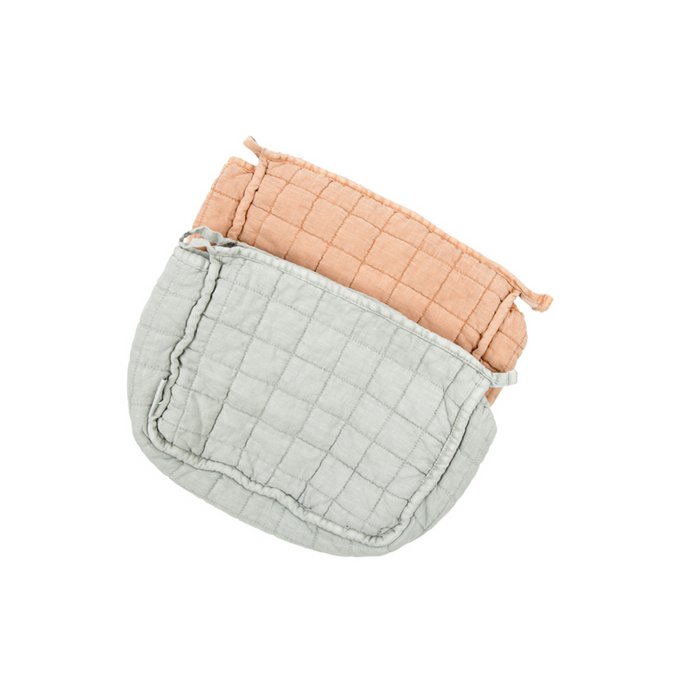 Trousse de toilette matelassée Charlotte vieux bleu
