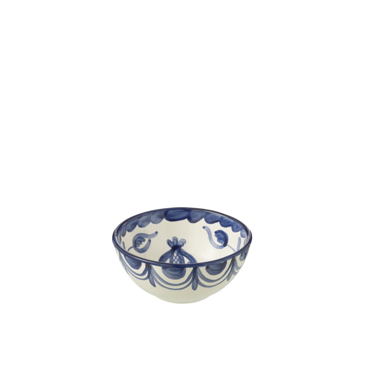 Bol J-Line Grenada en céramique, blanc et bleu, diamètre 14 cm